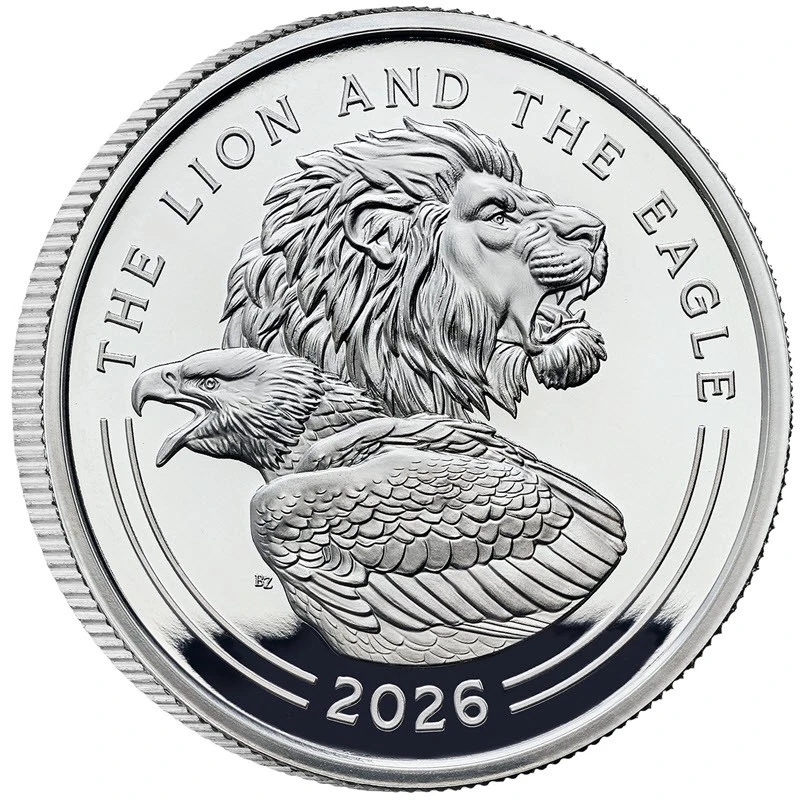 United Kingdom Silver Coin The Lion and the Eagle 2026 Proof 1 oz Collectible coins