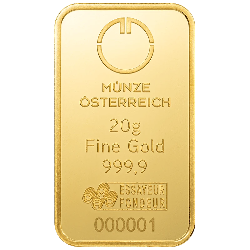 Austrian Mint 20 g gold bar (0.9999) Investment bullion