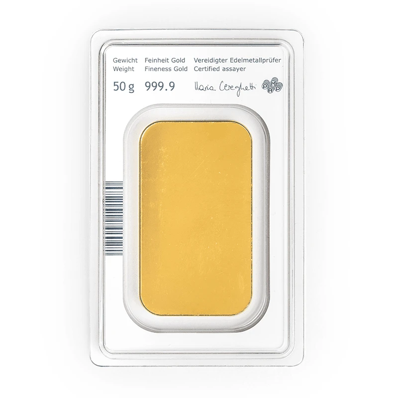 Lingotto d'oro da 50 g della Zecca austriaca (0,9999) Lingotti investimento